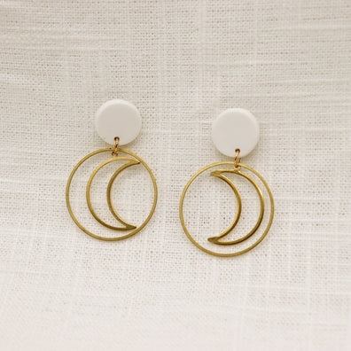 Celestial Moon Clay Earrings